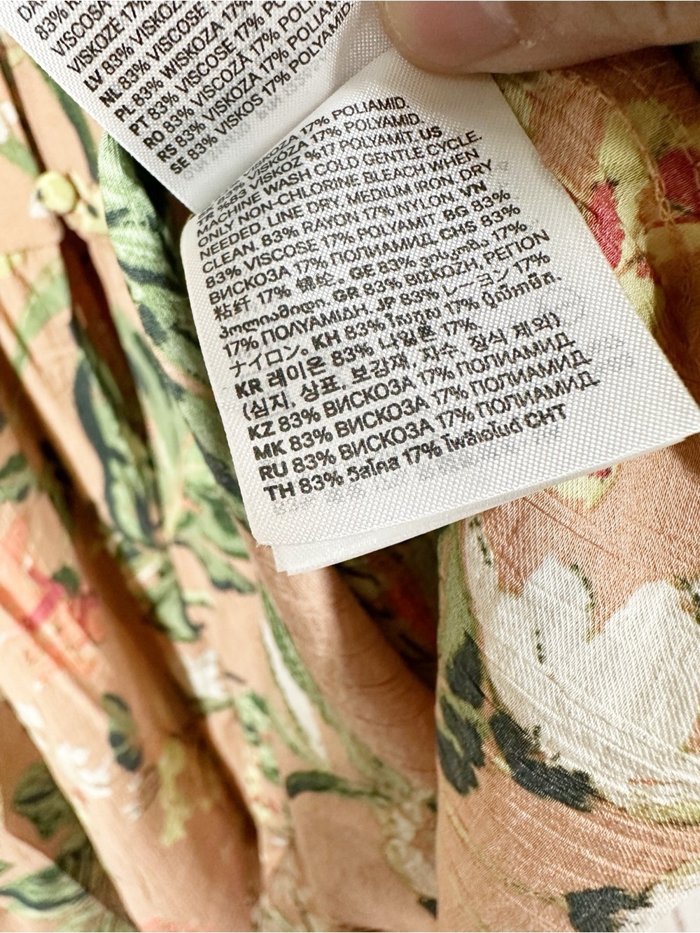 NEW H&M Beige V Neck Maxi Dress with Green Floral Botanical Print XS - Picture 10 of 10